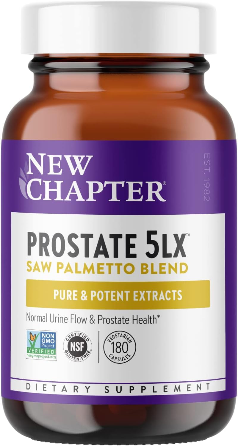 New Chapter Prostate Supplement - Prostate 5LX™ with Clinical Strength Saw Palmetto + Fermented Selenium for Prostate Health - 180 Ct Vegetarian Capsule