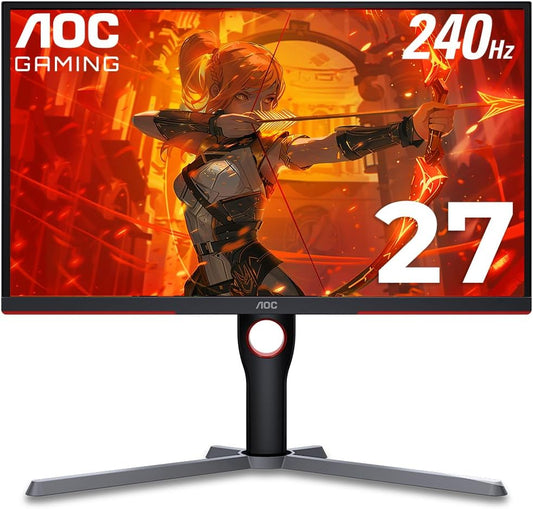 AOC CQ27G3Z 27" Curved Gaming Monitor, QHD 2K 2560X1440, 1000R VA, 240Hz 0.5Ms, Freesync Premium, Height Adjustable Stand, Xbox PS5 Switch, 3-Year Zero-Bright-Dot,Black