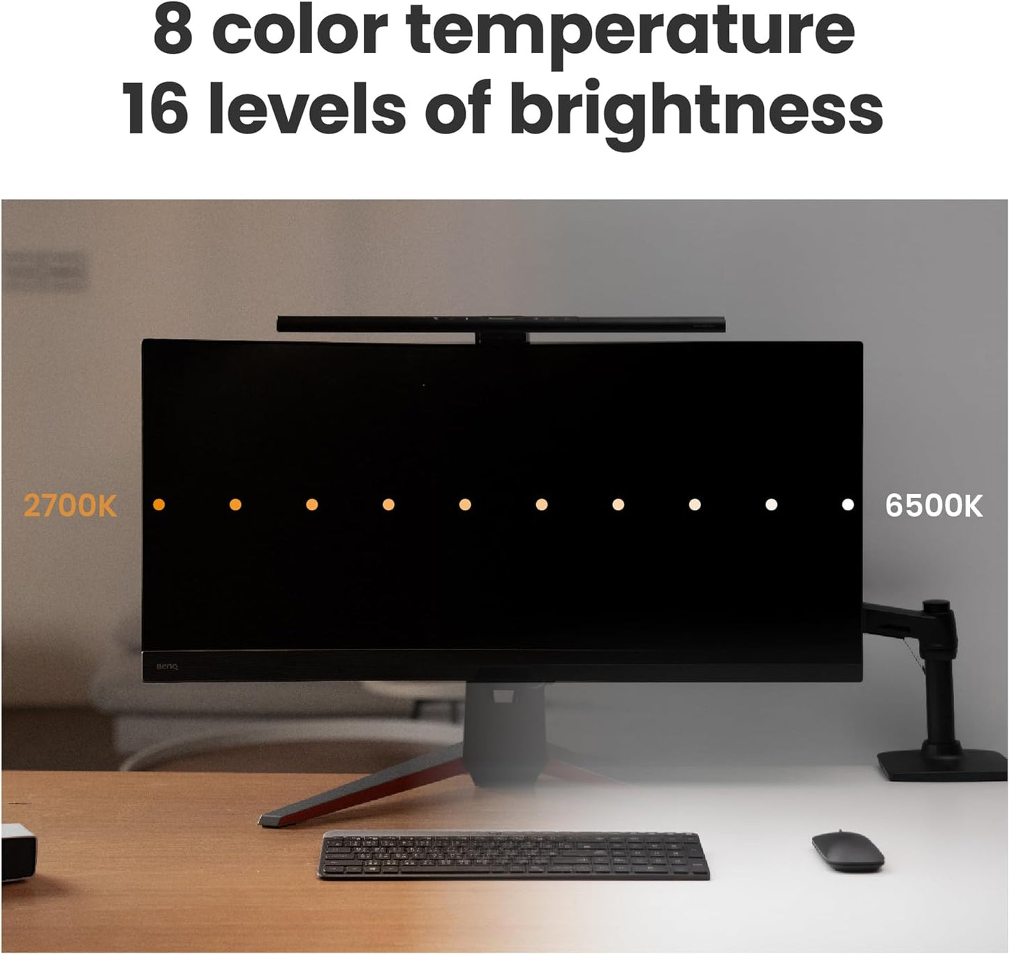 Benq Screenbar Pro LED Monitor Light (Black)/Ultrawide Illumination/Motion Sensor/Adjustable Brightness and Color Temperature/Eye-Care Light Bar/No Screen Glare/Space Saving/Curved Monitors/Usb-C