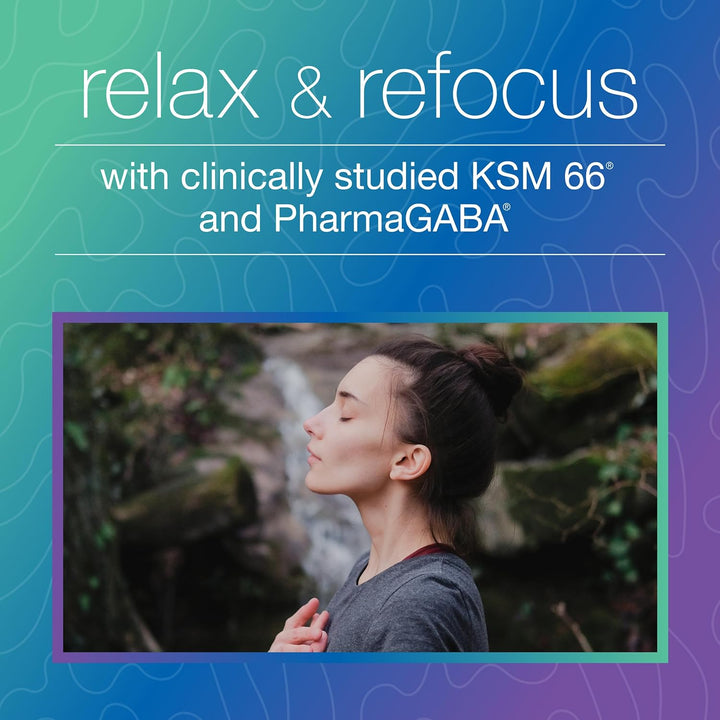 Youtheory Ashwagandha + GABA - 1,000 Mg Ashwagandha & 100 Mg GABA - Cortisol, Stress & Memory Support Supplement - 60 Vegetarian Capsules