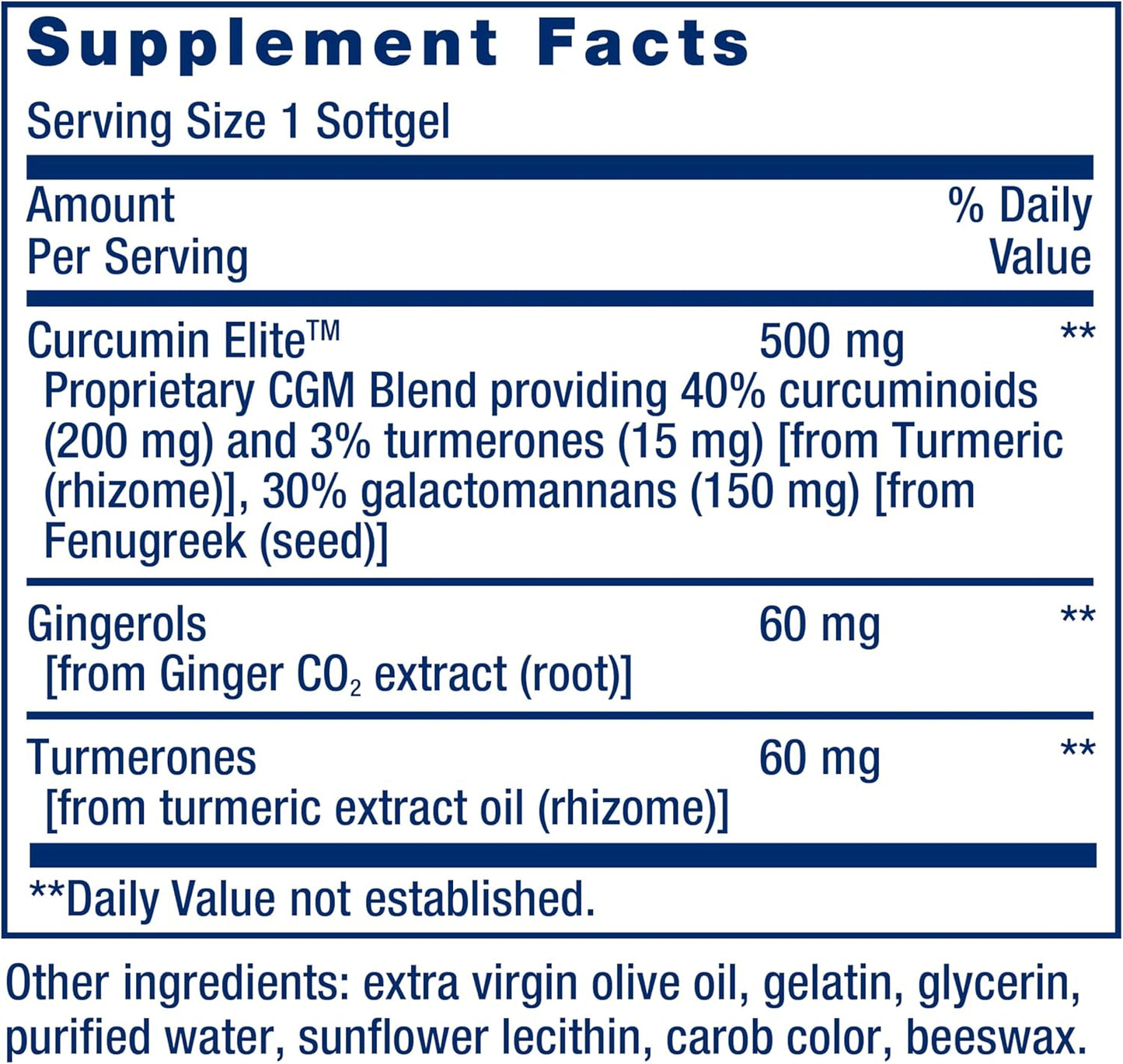 Life Extension Advanced Curcumin Elite Turmeric Extract, Ginger & Turmerones – for Healthy Inflammatory & Immune Response and Cardiovascualr & Brain Health – Gluten-Free, Non-Gmo – 30 Softgels