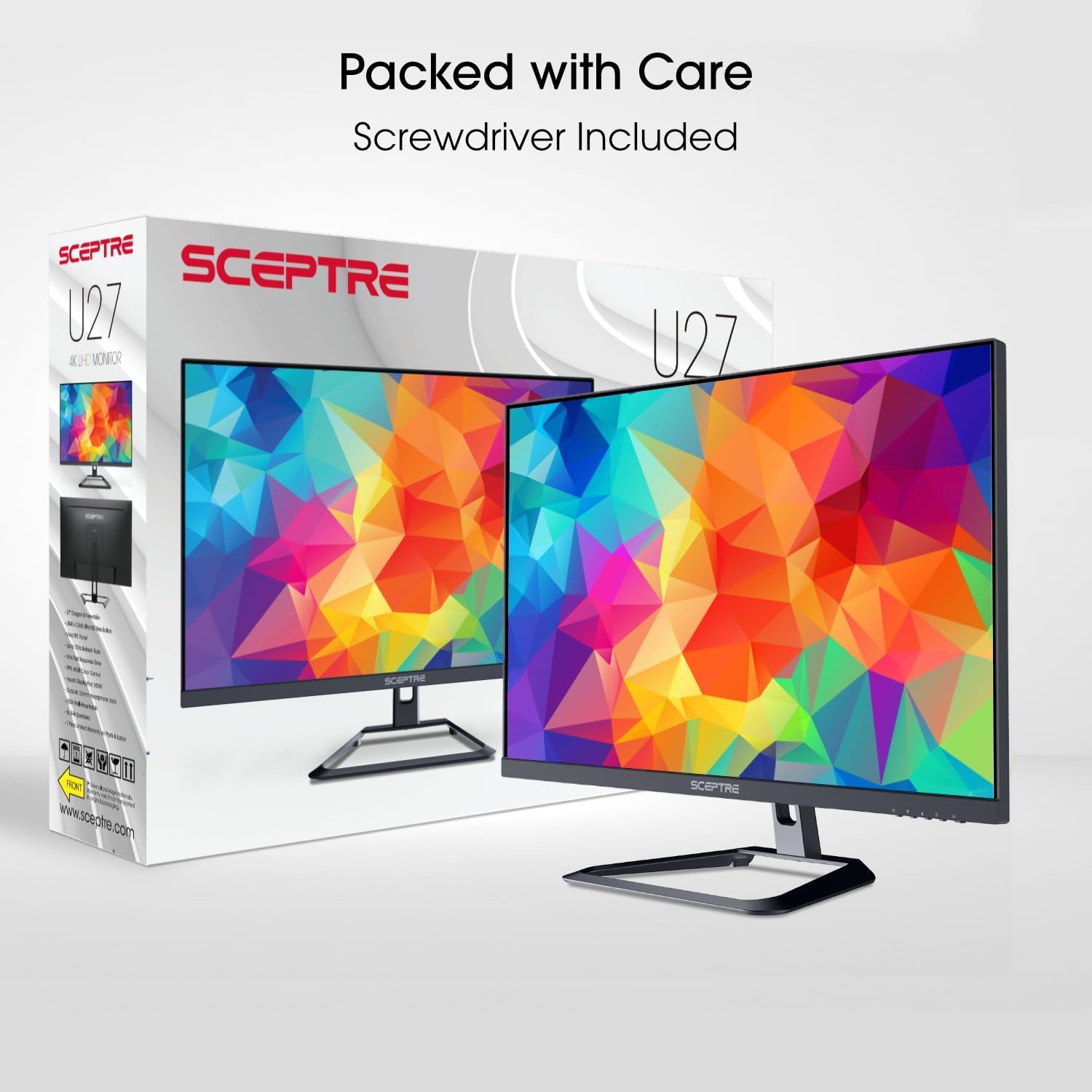 Sceptre 4K IPS 27" 3840 X 2160 UHD Monitor up to 70Hz Displayport HDMI 99% Srgb Build-In Speakers, Black 2021 (U275W-UPT)