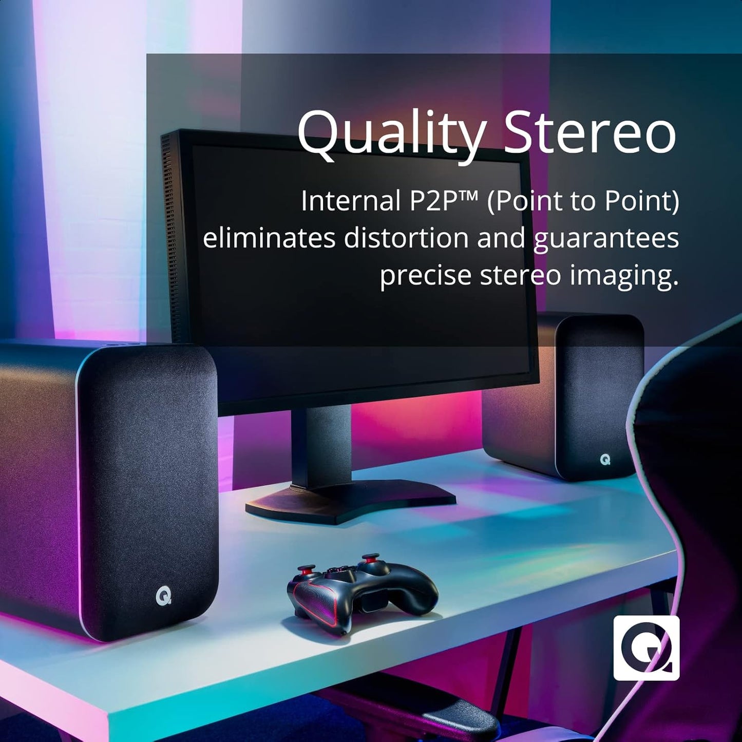 Q Acoustics M20 Bluetooth Speakers HD Wireless Speakers Music System Walnut - Tweeter 0.9", Mid Bass/Driver 4.9", Freq. Response 55Hz–22Khz, Crossover Freq. 2.4Khz - Powered Speakers