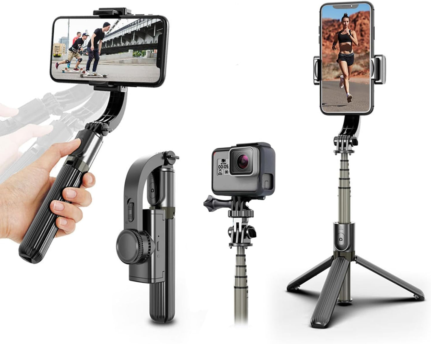 Selfie Stick Gimbal Stabilizer, UPXON 360° Rotation Tripod with Wireless Remote, Portable Phone Holder, Auto Balance 1-Axis Gimbal for Smartphones Tiktok Vlog Youtuber Live Video Record