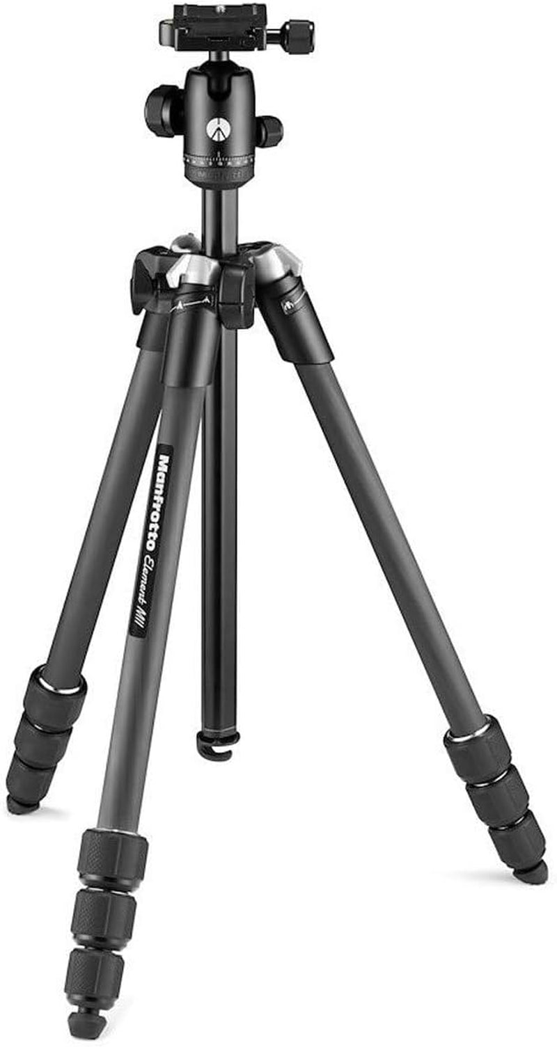 Manfrotto Element MII Mobile Bluetooth MKELMII4BMB-BH, Lightweight Aluminium Travel Tripod, with Carry Bag, Arca-Compatible Ball Head, Load up 8Kg, for Dslrs, Cscs, Compact Cameras and Smartphones