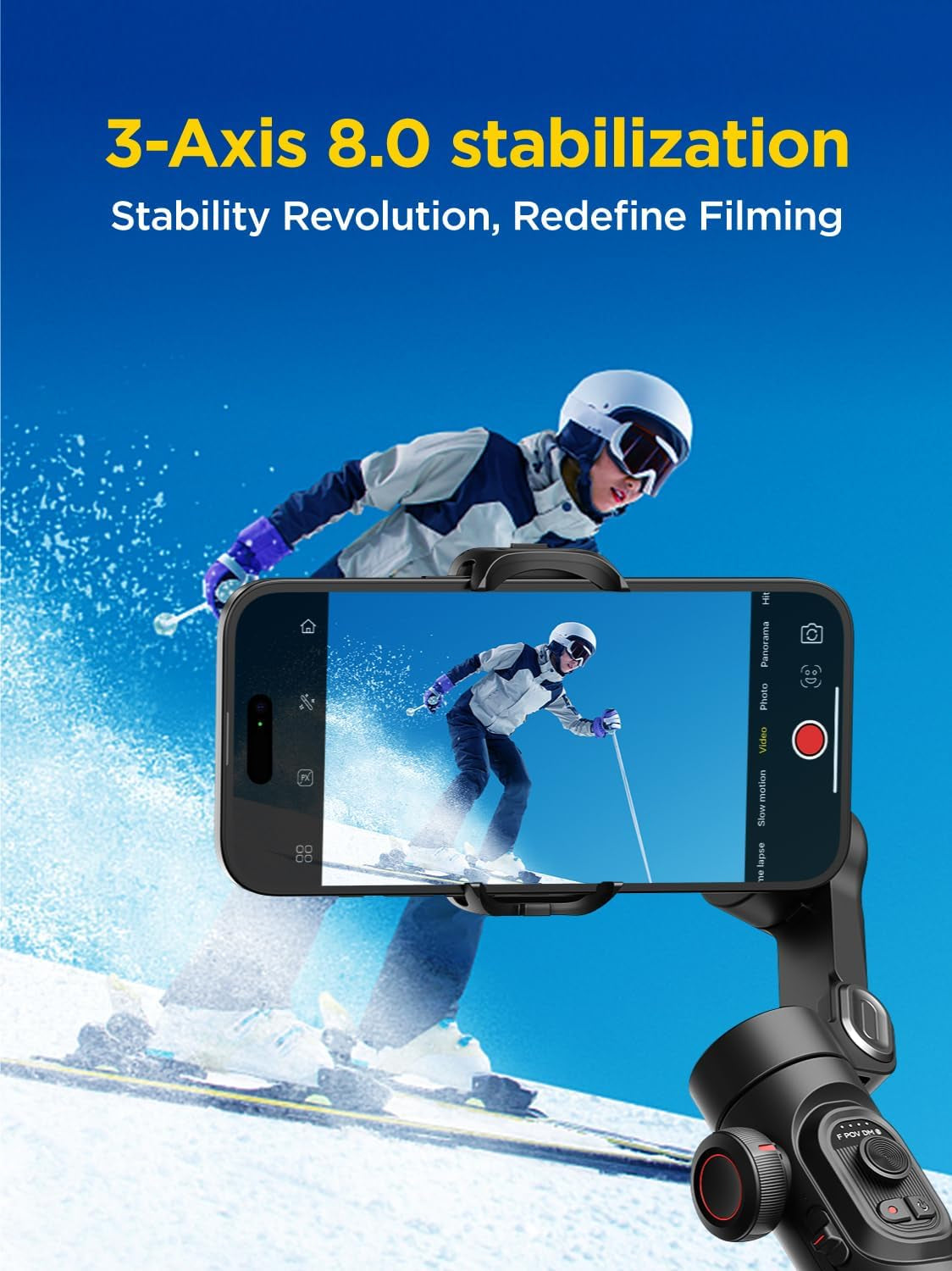 Gimbal Stabilizer for Smartphone, Iphone Gimbal W/Focus Wheel Face/Object Tracking Gimbal for Iphone 16 15 Pro Max/Android Foldable 3-Axis Handheld Phone Gimbal for Video Recording -Smart XE