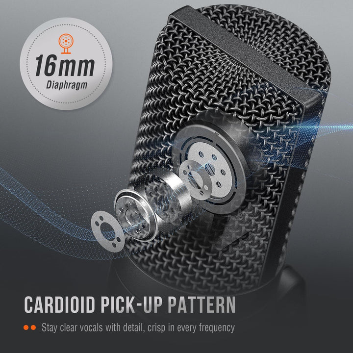 FIFINE USB Microphone, Metal Condenser Recording Microphone for MAC OS, Windows, Cardioid Laptop Mic for Recording Vocals, Voice Overs, Streaming, Meeting and Youtube Videos-K669B