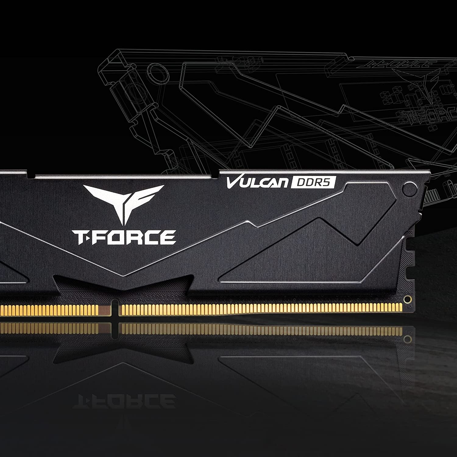 TEAMGROUP T-Force Vulcan DDR5 32GB (2X16Gb) 6000Mhz (PC5-48000) CL38 Desktop Memory Module Ram (Black) for Chipset 600 700 Series XMP 3.0 Ready - FLBD532G6000HC38ADC01