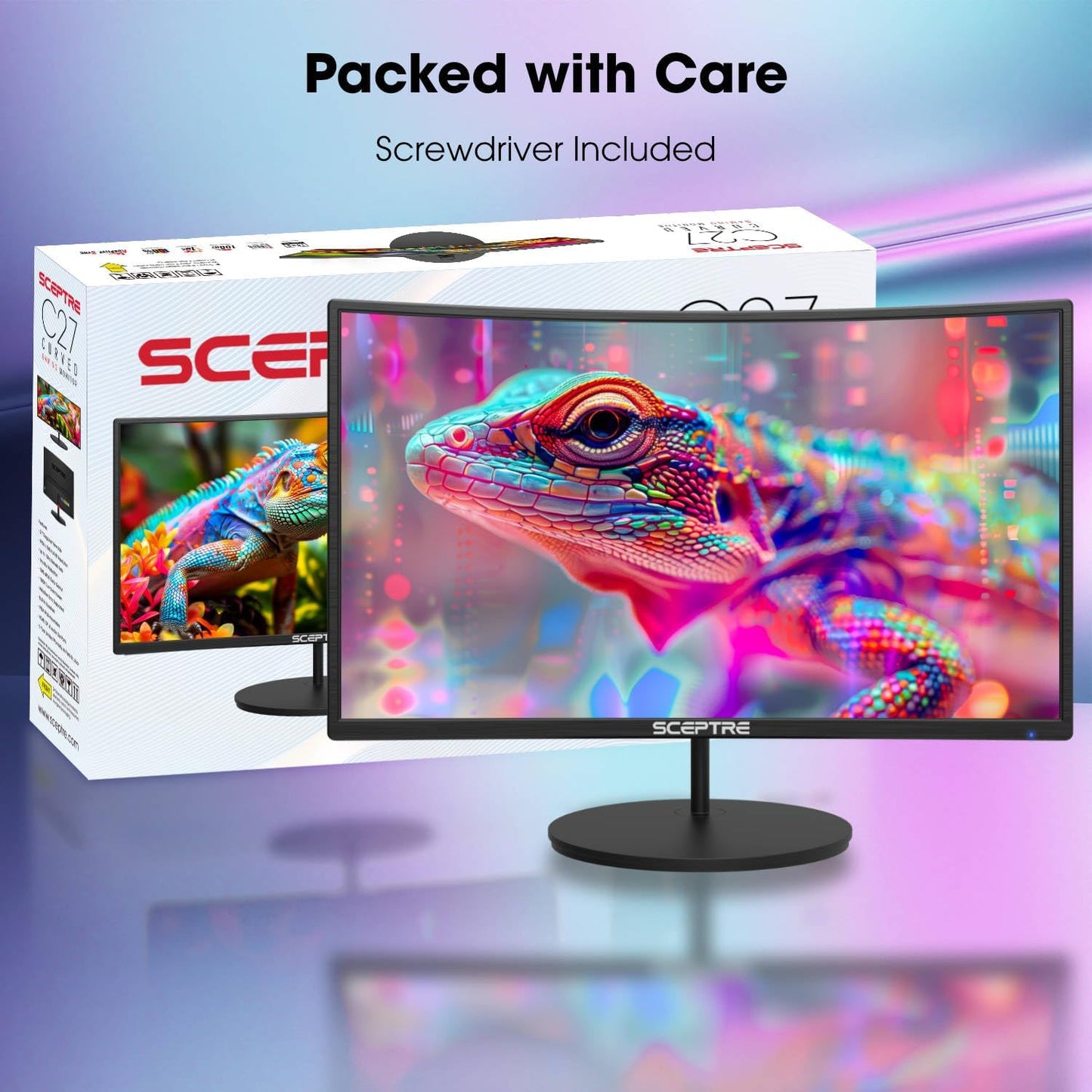 Sceptre Curved 27" FHD 1080P 75Hz LED Monitor HDMI VGA Build-In Speakers, EDGE-LESS Metal Black 2019 (C275W-1920RN)