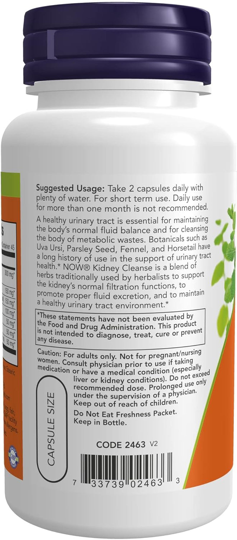 NOW Foods Supplements, Kidney Cleanse with Uva Ursi, Parsley Seed, Fennel, and Horsetail, 90 Veg Capsules