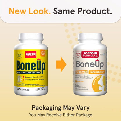 Jarrow Formulas Boneup - 360 Capsules - 180 Servings - for Bone Support & Skeletal Nutrition - Includes Naturally Derived Vitamin D3, K2 (As MK-7) & 1000 Mg Calcium - Gluten Free - Non-Gmo