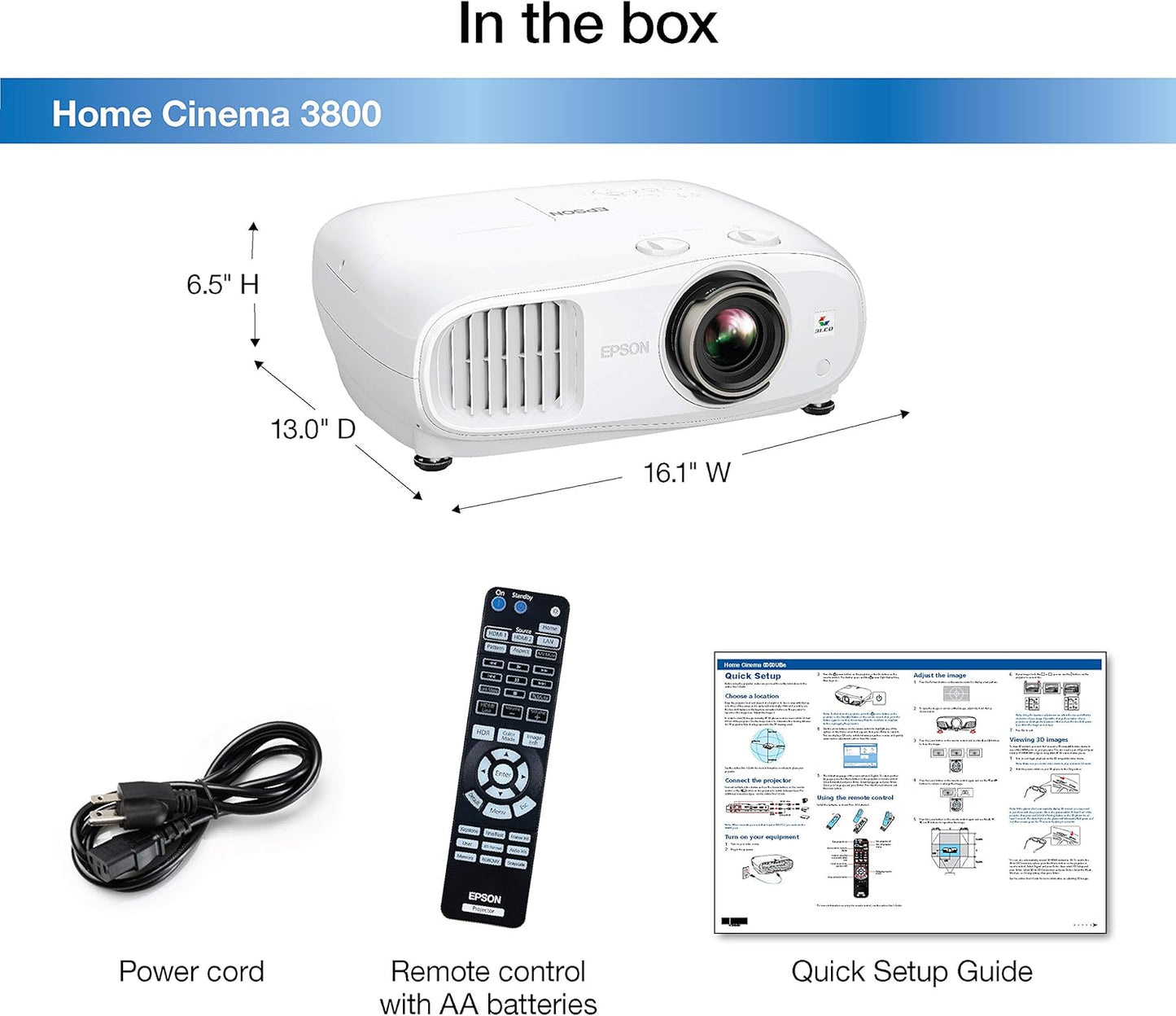 Epson Home Cinema 3800 4K PRO-UHD 3-Chip Projector with HDR