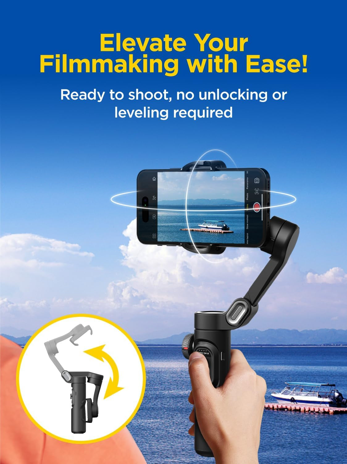 Gimbal Stabilizer for Smartphone, Iphone Gimbal W/Focus Wheel Face/Object Tracking Gimbal for Iphone 16 15 Pro Max/Android Foldable 3-Axis Handheld Phone Gimbal for Video Recording -Smart XE