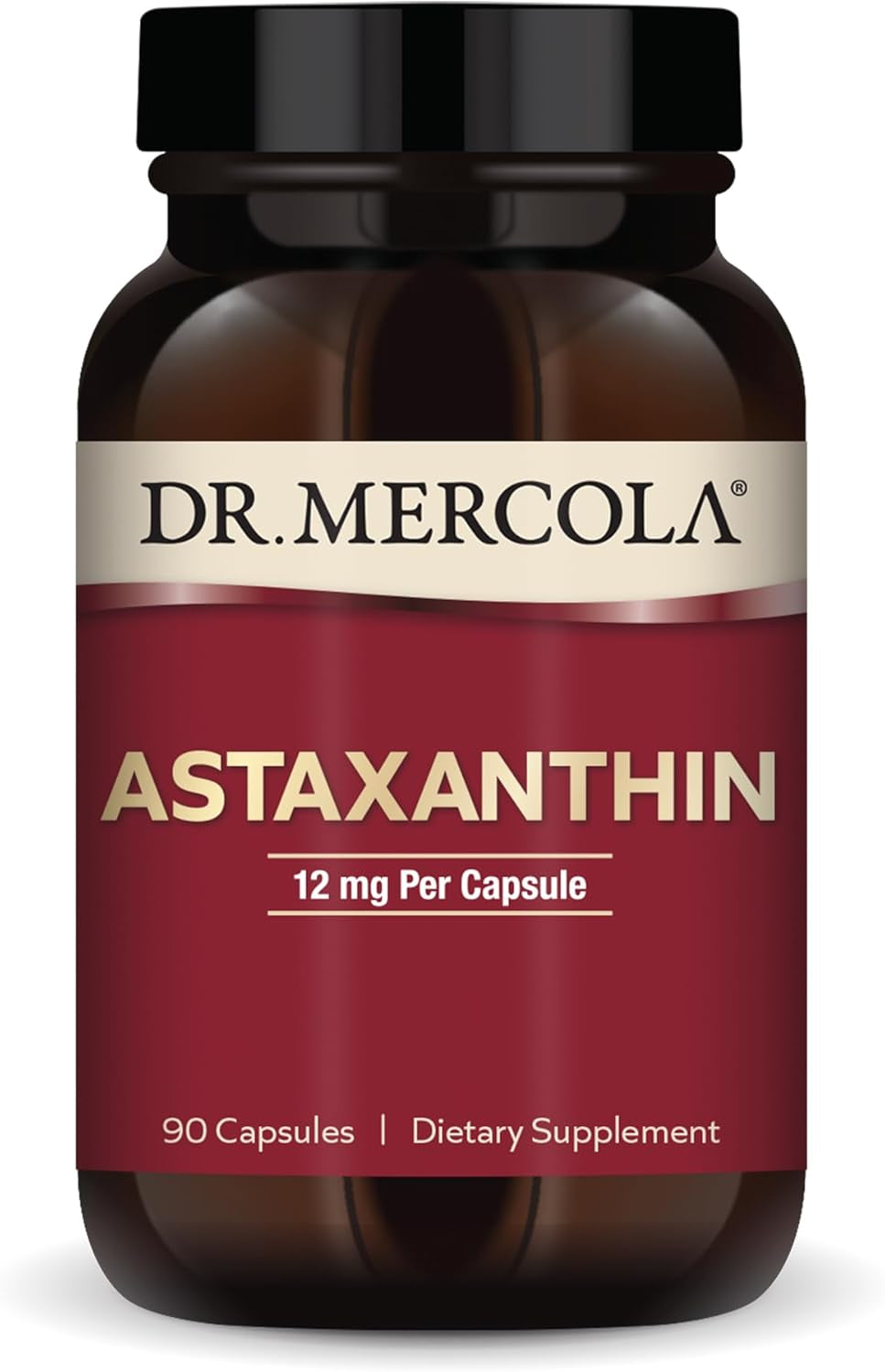 Dr. Mercola Astaxanthin, 90 Servings (90 Capsules), Dietary Supplement, 12 Mg per Capsule, Provides Antioxidant Power for Overall Health, Non-Gmo