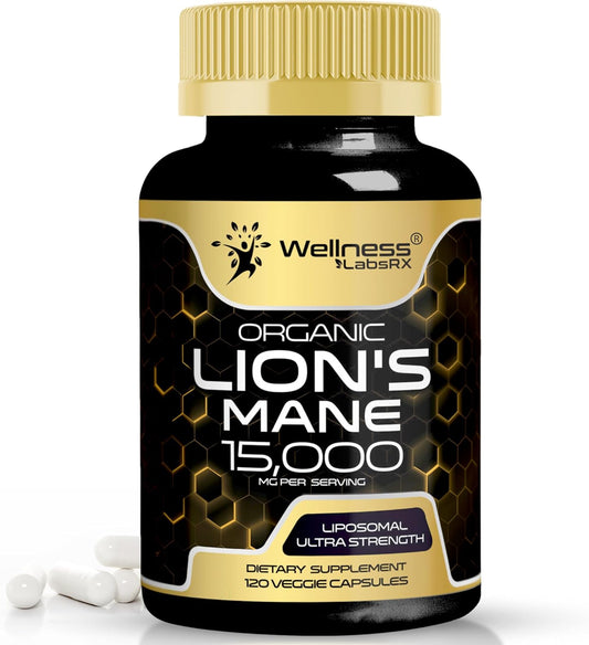 Lions Mane Supplement Capsules - 120 Count - Mushroom Supplement, Brain Supplements for Memory and Focus, Lion'S Mane Mushroom Capsules Organic - Cognitive and Immune Support, Focus Supplement