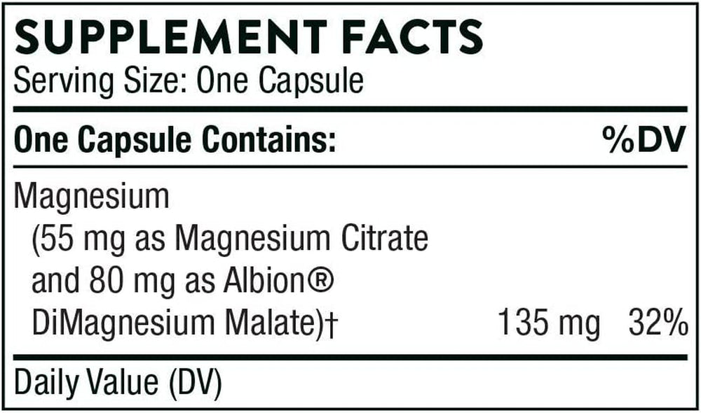 THORNE Magnesium Citramate - Magnesium Supplement with Citrate-Malate - Support Heart, Skeletal Muscles, Cardiac, Lung Function, and Bone Density - Gluten-Free, Dairy-Free, Soy-Free - 90 Capsules
