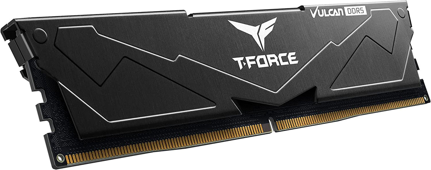 TEAMGROUP T-Force Vulcan DDR5 32GB (2X16Gb) 6000Mhz (PC5-48000) CL38 Desktop Memory Module Ram (Black) for Chipset 600 700 Series XMP 3.0 Ready - FLBD532G6000HC38ADC01