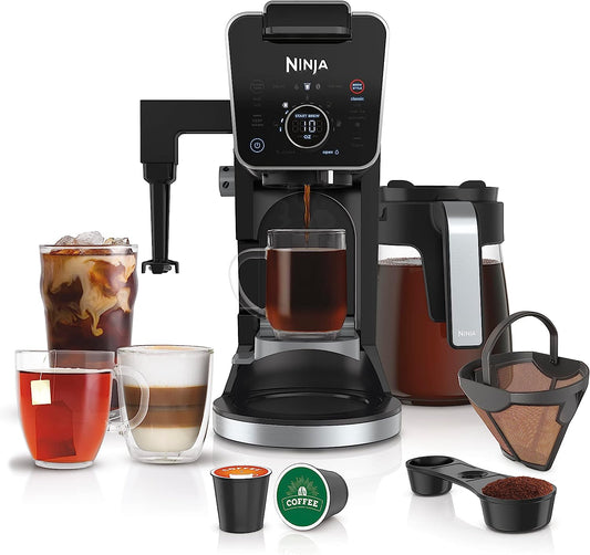 Ninja Hot and Iced Coffee Maker, Single Serve Coffee Maker and Drip Coffee Machine, Dualbrew Pro Specialty 12-Cup with K-Cup Combo, Includes Permanent Filter, CFP307