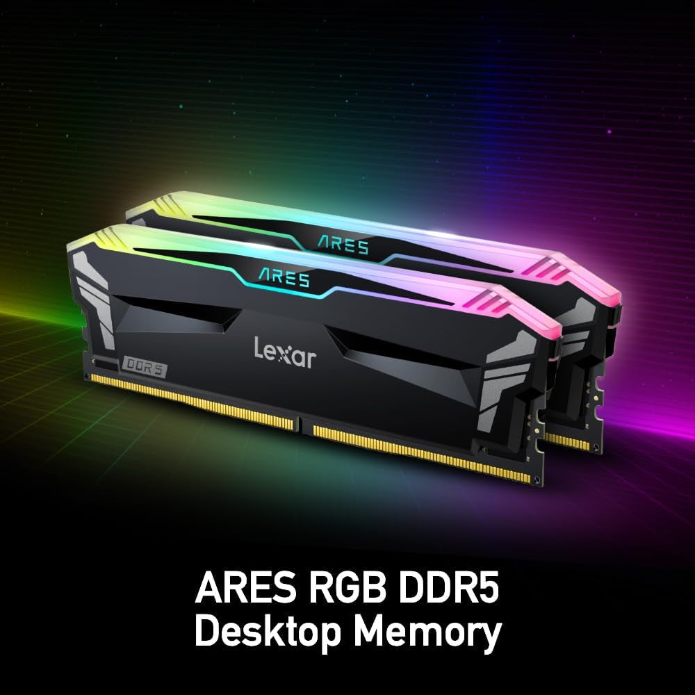 Lexar 32GB (2X16Gb) ARES RGB DDR5 RAM 6800Mt/S CL34 1.4V Desktop Memory - Intel XMP 3.0 & AMD Expo Compatible, Black (LD5U16G68C34LA-RGD)