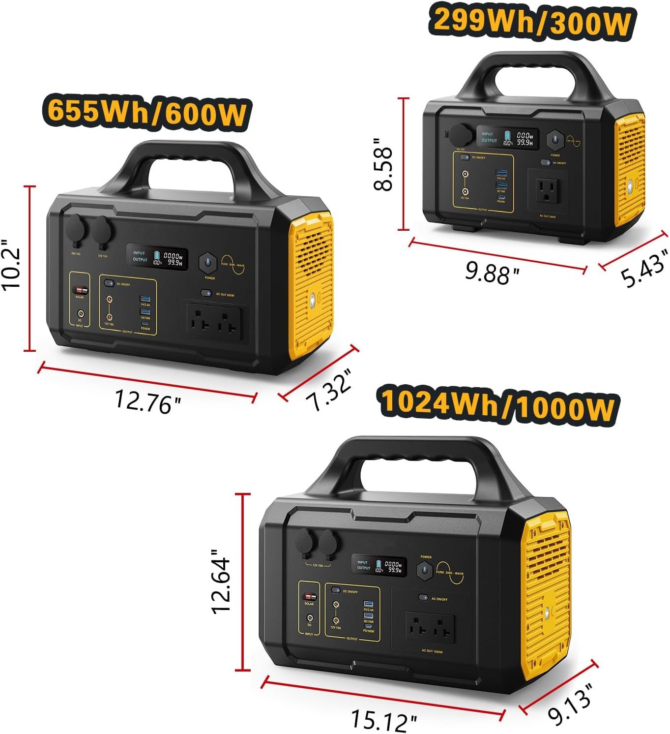 Portable Power Station 1024Wh, Solar Generator Lifepo4 (LFP) Battery with 120V AC Outlet, Fast Charging, Electric Generator for RV Camping Outdoor Hiking Home Emergency Backup (Solar Panel Optional)