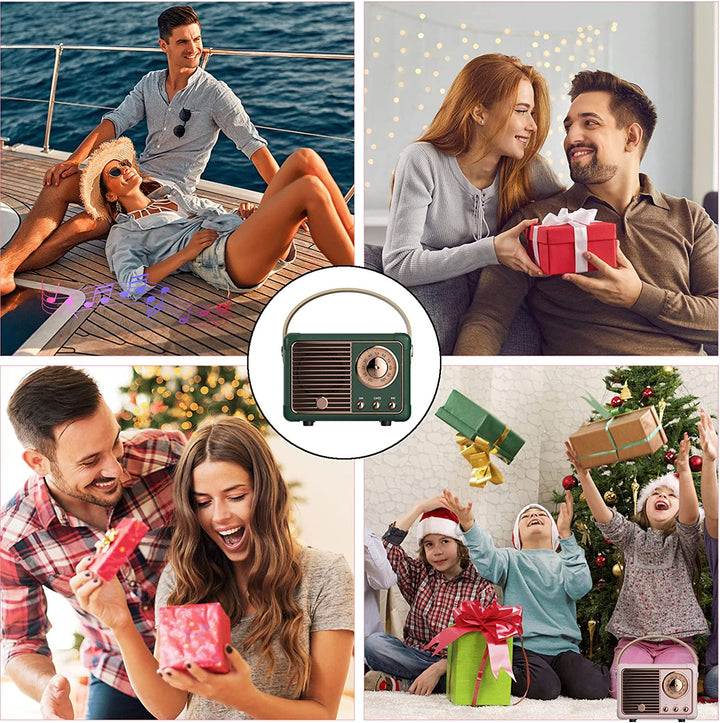 Dosmix Retro Bluetooth Speaker, Vintage Decor, Mini Wireless Bluetooth Speaker, Cute Old Fashion Style for Kitchen Desk Bedroom Office Party Outdoor Accessories for Iphone Android (Green)