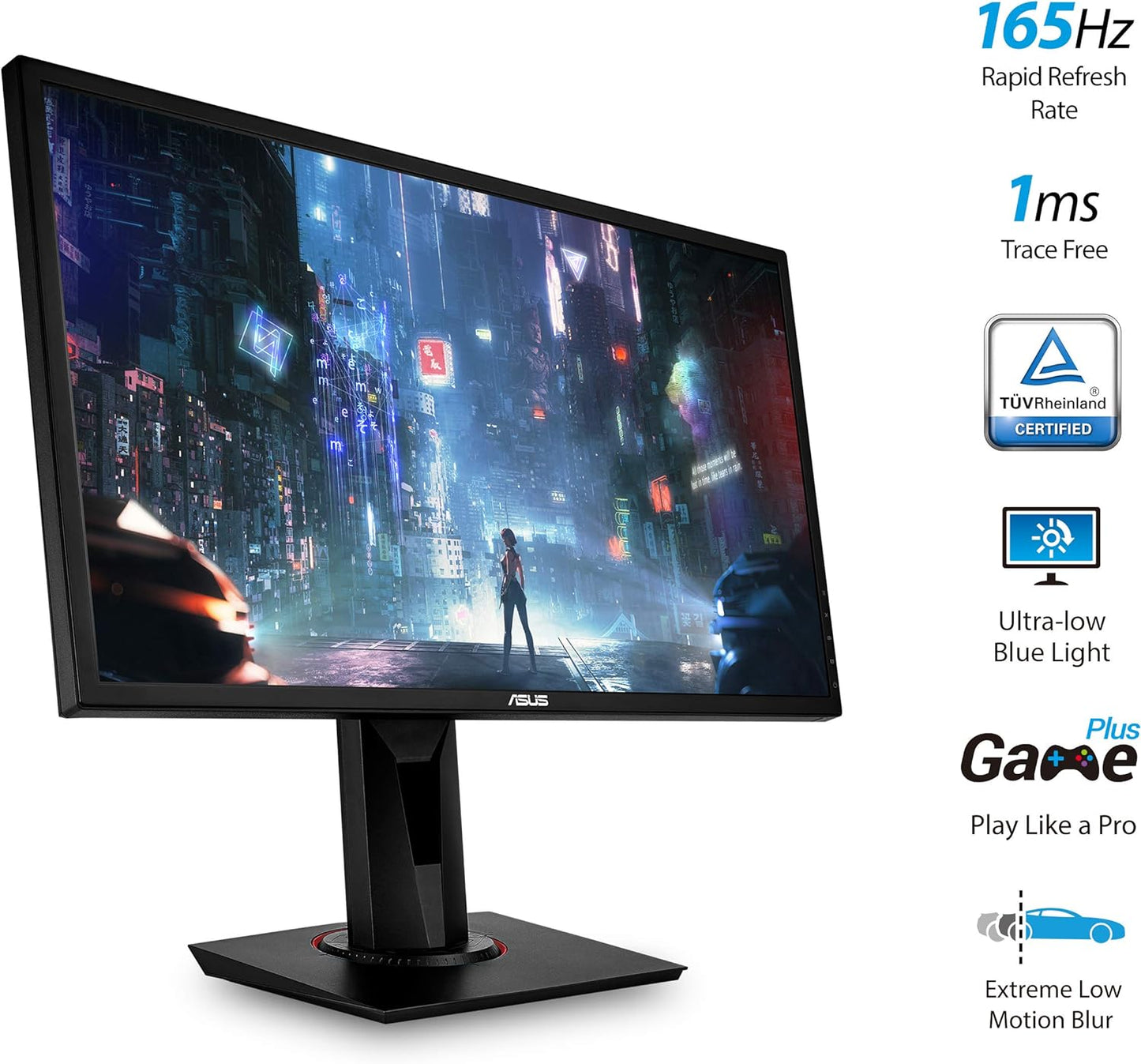 ASUS VG248QG 24" G-SYNC Gaming Monitor 165Hz 1080P 0.5Ms Eye Care with DP HDMI Dvi,Black