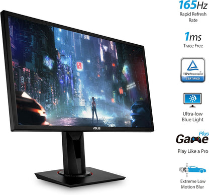 ASUS VG248QG 24" G-SYNC Gaming Monitor 165Hz 1080P 0.5Ms Eye Care with DP HDMI Dvi,Black
