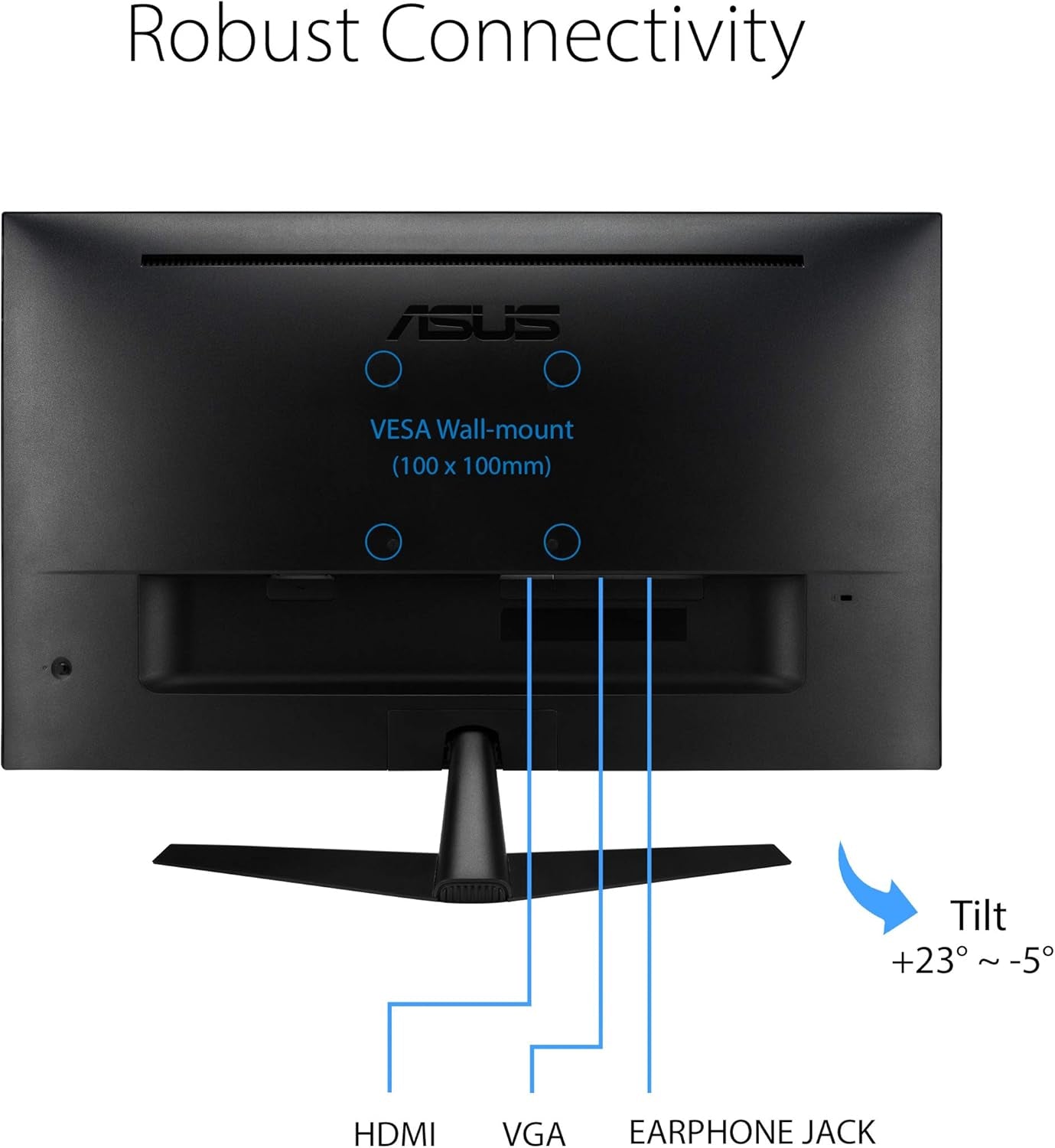 ASUS VY279HE 27” Eye Care Monitor, 1080P Full HD, 75Hz, IPS, 1Ms, Adaptive-Sync, Eye Care Plus, Color Augmentation, HDMI VGA, Frameless, VESA Wall Mountable