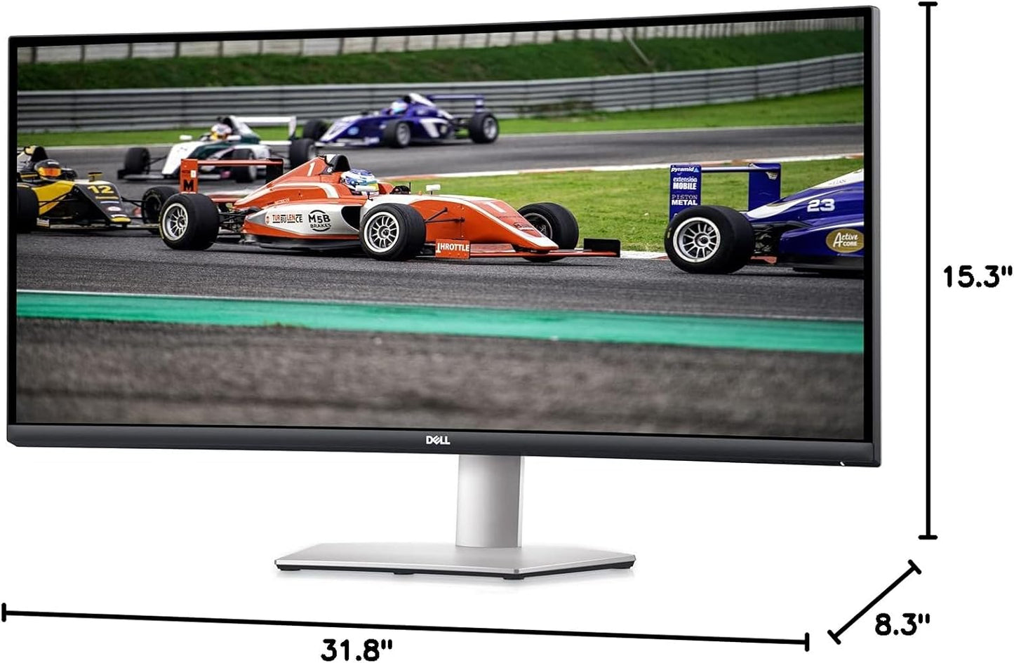 Dell S3422DW Curved Monitor - 34-Inch WQHD (3440 X 1440) Display, 1800R Curved Screen, Built-In Dual 5W Speakers, 4Ms Grey-To-Grey Response Time, 16.7 Million Colors - Silver