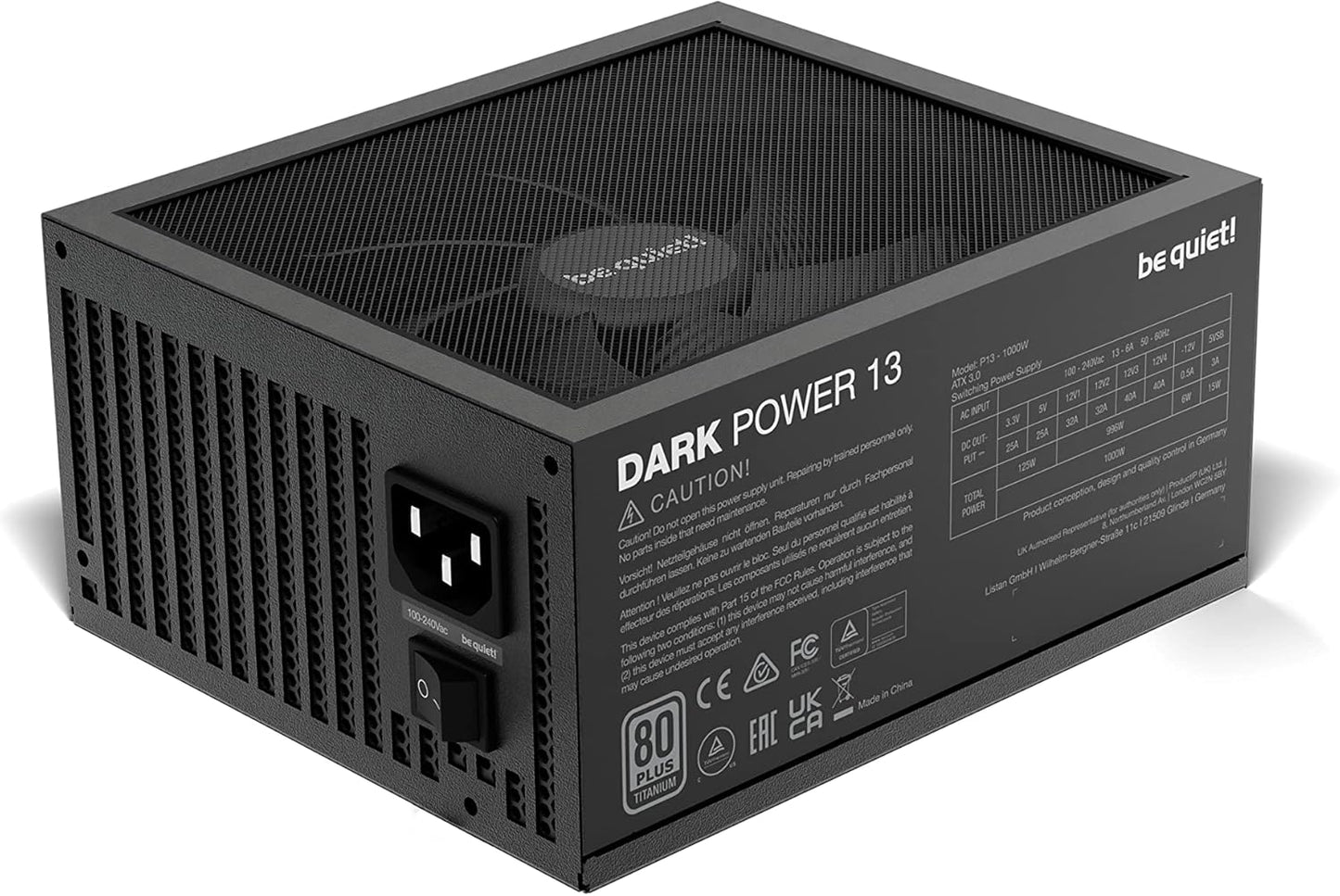 Be Quiet! Dark Power 13 1000W Quiet Performance Power Supply | 80 plus Titanium Efficiency | ATX 3.0 | Pcie 5 | Modular | BN661