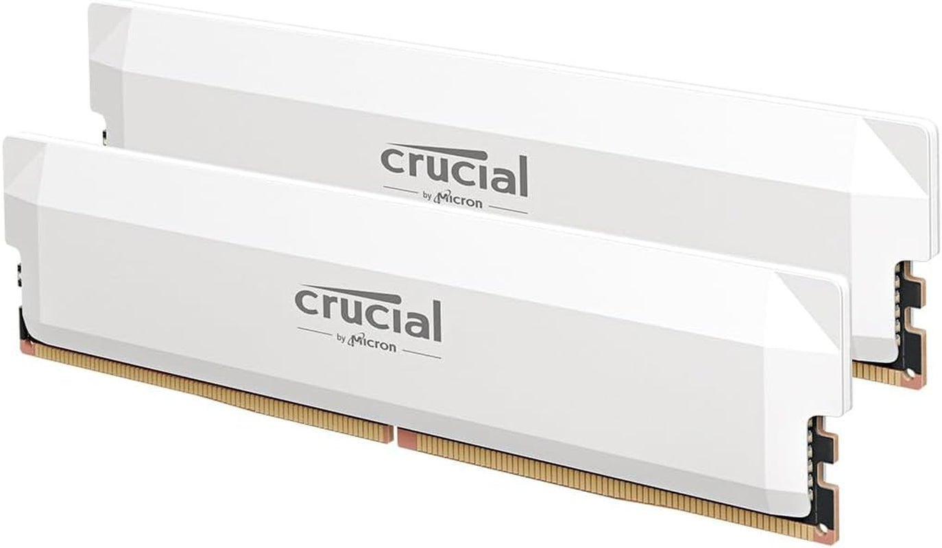 Crucial Pro DDR5 RAM 32GB Kit (2X16Gb) CL36 6000Mhz, Overclocking Desktop Gaming Memory, Intel XMP 3.0 & AMD Expo Compatible – White CP2K16G60C36U5W