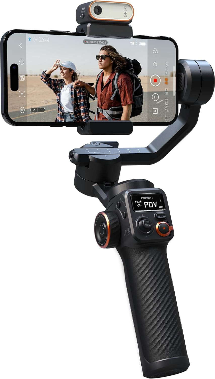 Hohem Isteady M6 Kit Smartphone Gimbal Stabilizer 3-Axis with Magnetic Fill Light/Ai Tracking Sensor for Iphone Android with 0.91-Inch OLED Display Max Payload 400G 2023 Upgraded