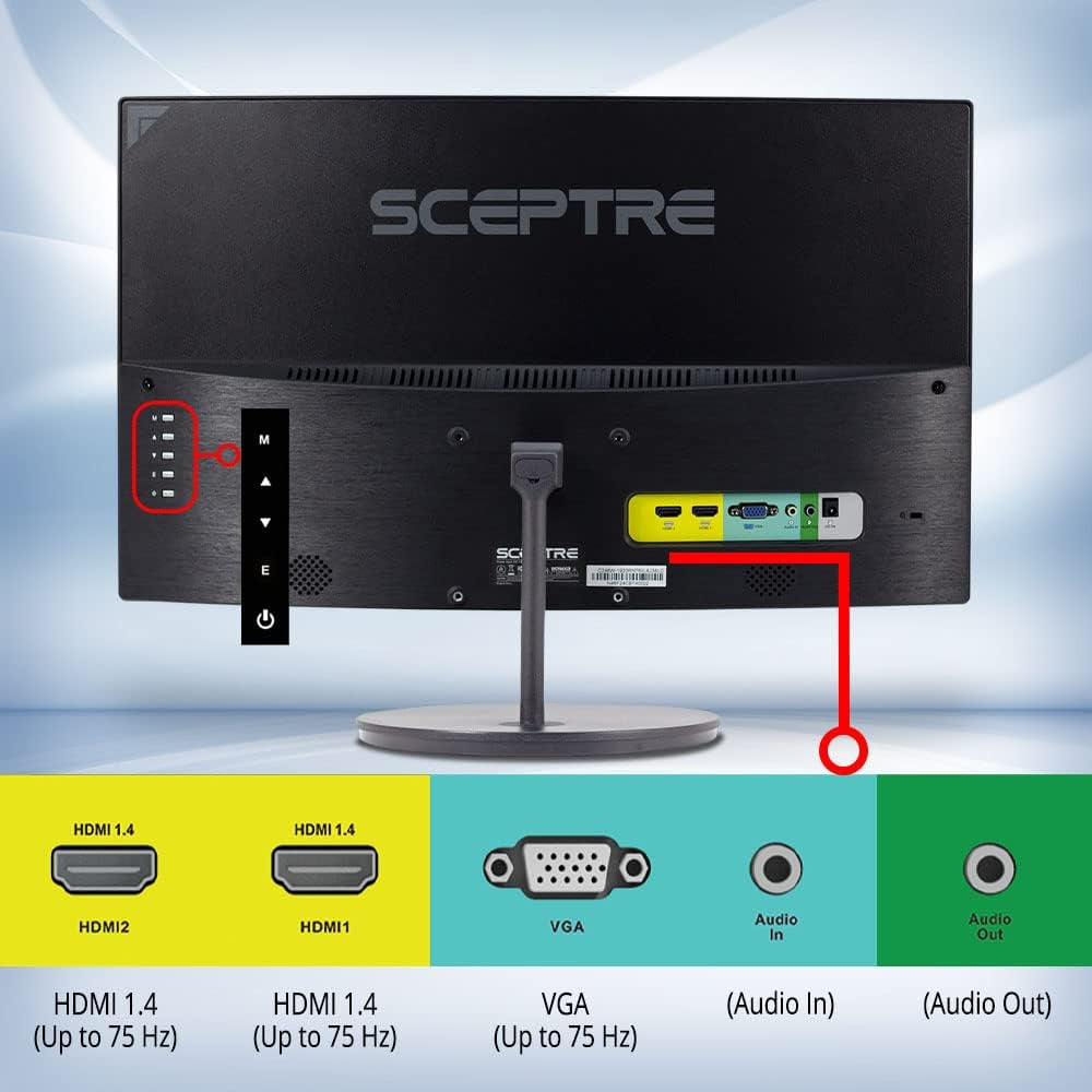 Sceptre Curved 24-Inch Gaming Monitor 1080P 98% Srgb HDMI X2 VGA Build-In Speakers, Machine Black