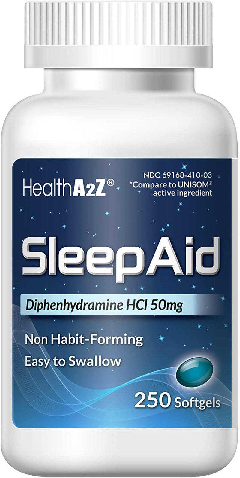 Healtha2Z Sleep Aid, Diphenhydramine Softgels, 50Mg, Supports Deeper, Restful Sleeping, Non Habit-Forming (250 Counts)