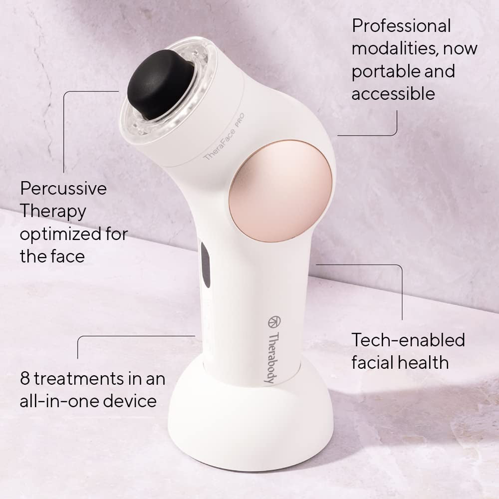 PRO Microcurrent Facial Device - 8-In-1 Compact Face Massager, Facial Kit & Face Sculpting Tool with Light Therapy for Skin Tightening, anti Wrinkle, anti Aging & Skin Care (White)