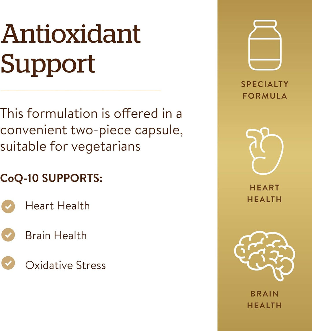 Solgar Vegetarian Coq-10 200 Mg, 60 Vegetable Capsules - Heart Healthy, Protective Antioxidant - Coenzyme Q10 (Coq-10) Supplement - Vegan, Gluten Free, Dairy Free, Kosher - 60 Servings