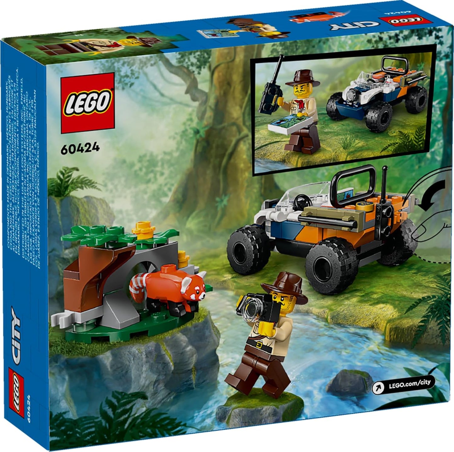 LEGO City Jungle Explorer ATV Red Panda Mission Car Toy, Fun Summer Toy for Kids Ages 6 and Up, Jungle Explorer Minifigure & Animal Figure Included, Outdoor Toy Gift Idea for Adventure Fans, 60424