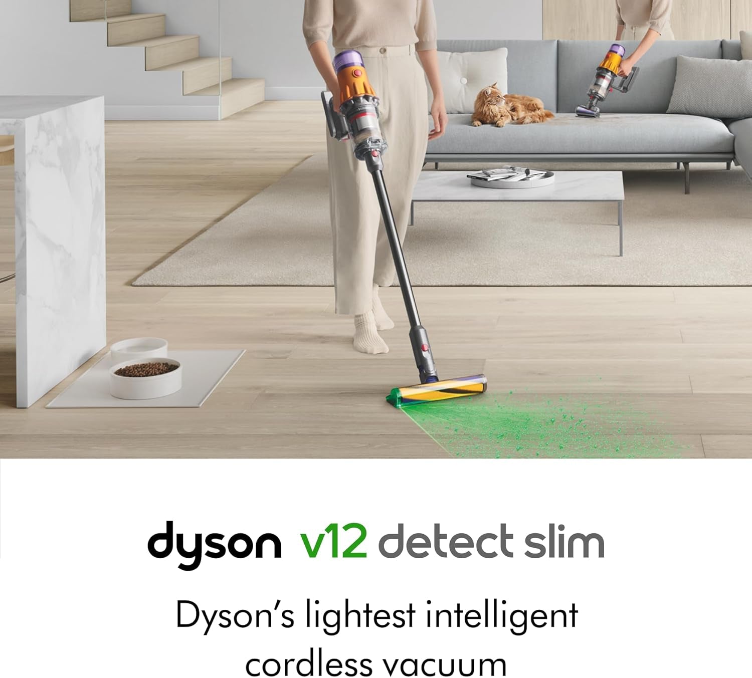 Dyson V12 Detect Slim Cordless Vacuum Cleaner,Yellow/Iron