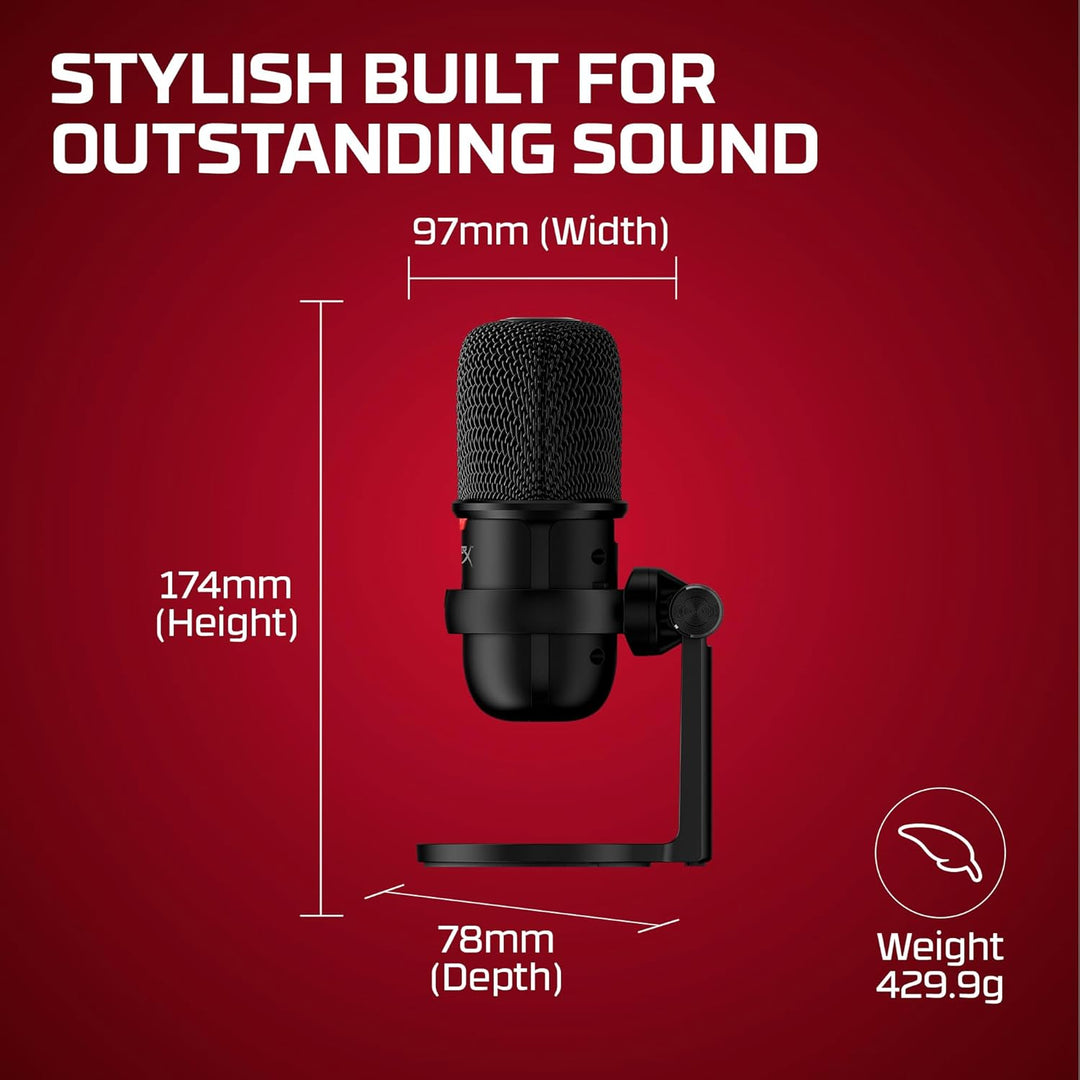 Hyperx Solocast – USB Condenser Gaming Microphone, for PC, PS4, PS5 and Mac, Tap-To-Mute Sensor, Cardioid Polar Pattern, Great for Streaming, Podcasts, Twitch, Youtube, Discord,Black