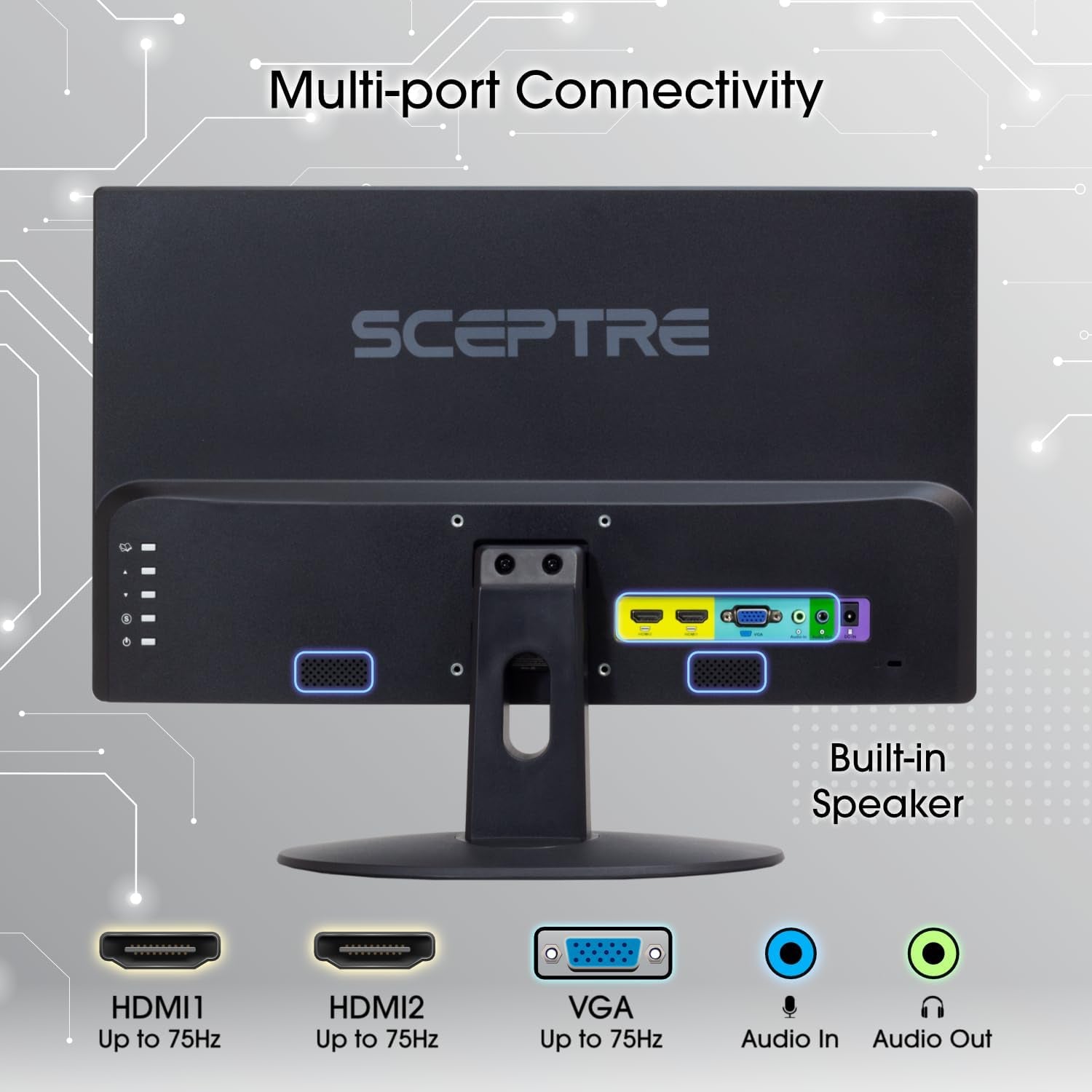 Sceptre 20" 1600X900 75Hz Ultra Thin LED Monitor 2X HDMI VGA Built-In Speakers, Machine Black Wide Viewing Angle 170° (Horizontal) / 160° (Vertical)