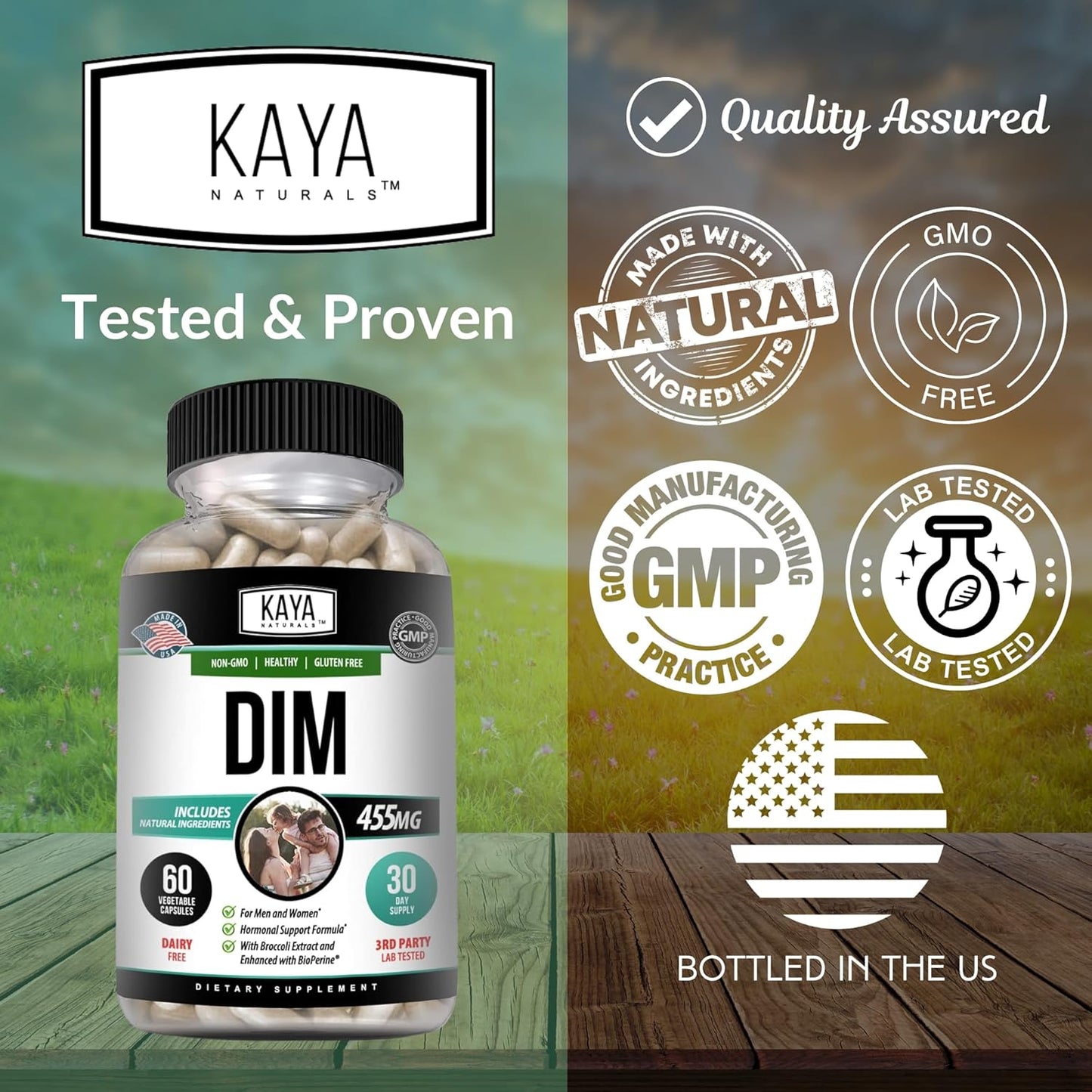 Kaya Naturals DIM Ultra | Supplement for Women and Men | Vegetable Capsules with Broccoli Extract & Bioperine | Herbal Supplement for Hormonal Support, Acne, Menopause, and Prostate – 60 Count