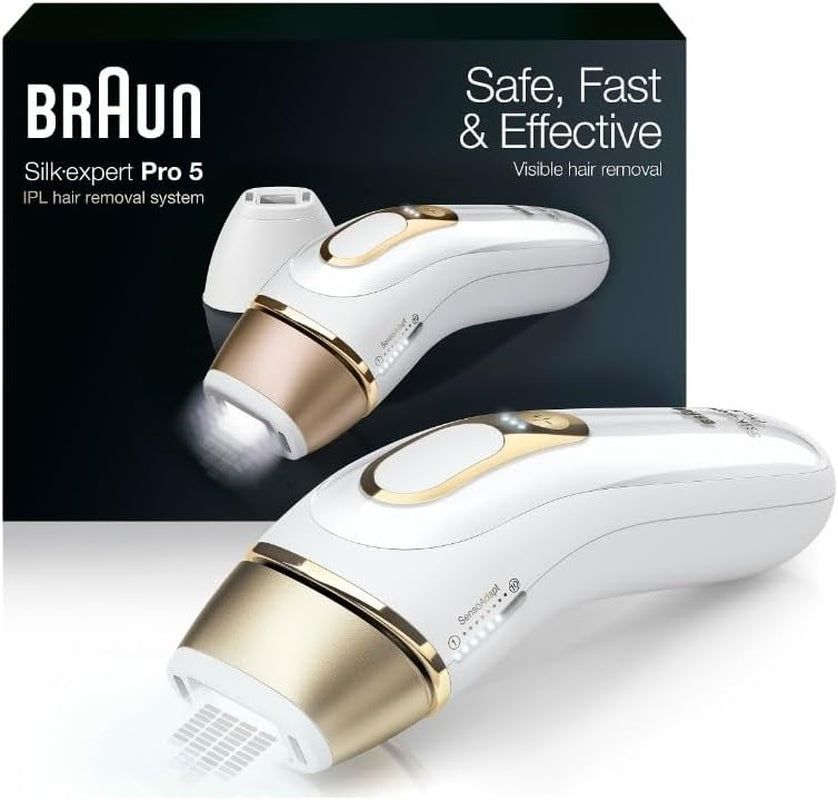 Braun IPL at Home Laser Hair Removal for Women and Men, Silk Expert Pro 5 PL5137 with Venus Swirl Razor, Long-Lasting Reduction in Hair Regrowth for Body & Face, Corded, PL5137