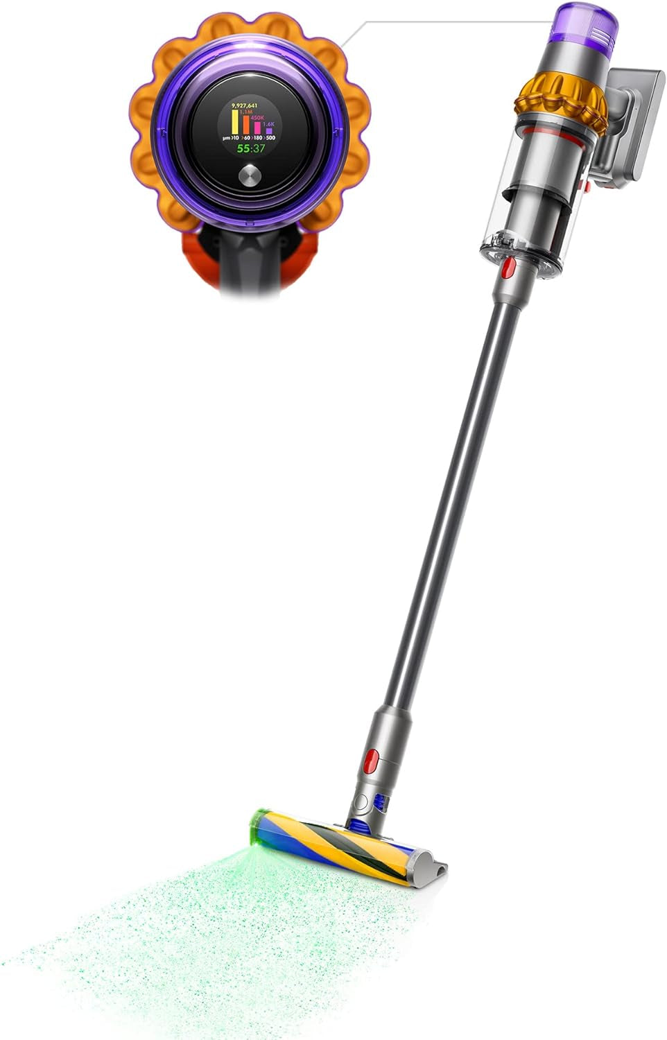 Dyson V15 Detect Cordless Vacuum Cleaner, Multicolor, 10.5"L X 9.8"W X 49.6"H