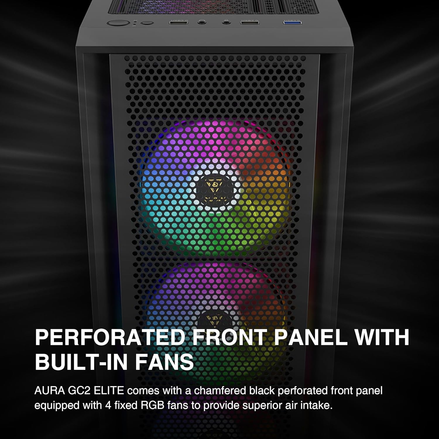 GAMDIAS ATX Mid Tower Computer PC Case with Tempered Glass, 4X 120Mm ARGB PWM Fans Gaming Case, Support up to 6X 120Mm Fans, 360Mm Aio/Radiator, 260Mm GPU/VGA, 160Mm CPU Air Cooler