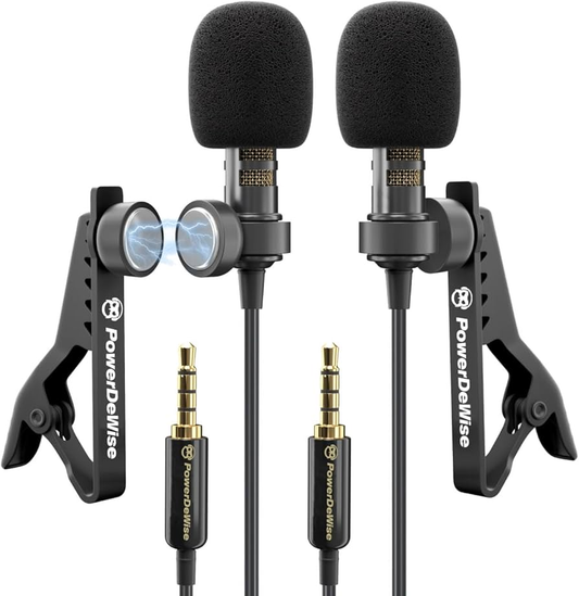 Micrófono Doble Lavalier PowerDeWise Profesional 3.5mm