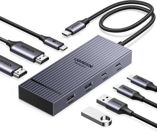 Docking Station UGREEN Revodok Pro 207 7 en 1 con HDMI Dual y Carga 100W