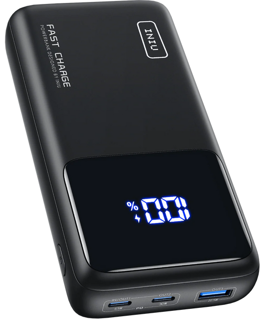 Power Bank INIU B63 25.000 mAh 100W con Display LED y Soporte Integrado