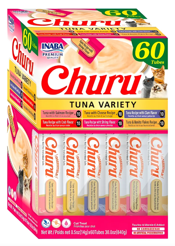 Snack cremoso Inaba Churu Tuna Variety para gatos 60 uds