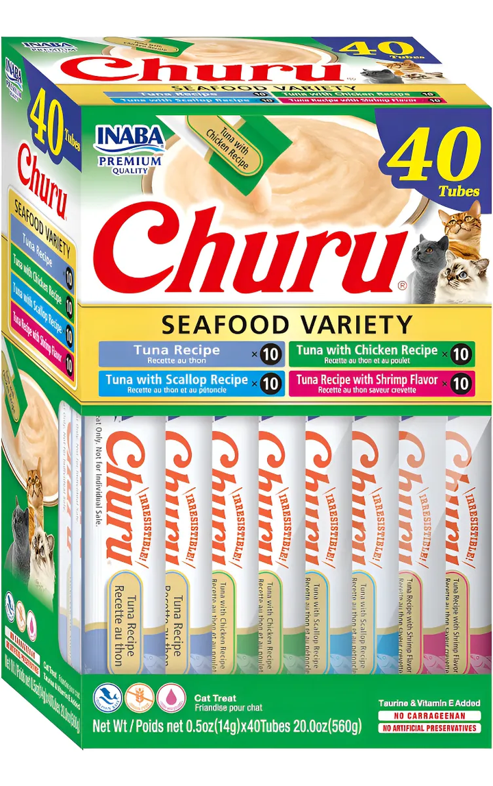 Snack cremoso Inaba Churu Seafood Variety gatos 40 uds